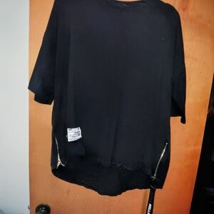 Black Moschino T-Shirt with Zipper Details